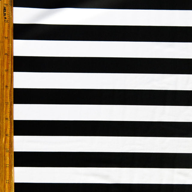 Swim Knit Black and White 1 Inch Stripe Nylon Spandex
