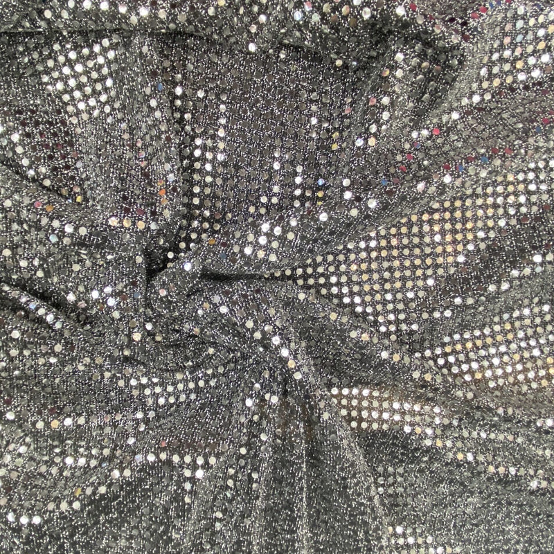 Black/Silver Small Confetti Sequin Polyester Fabric - 3 Mm Confetti Dots, 42" Width (1 Yard)