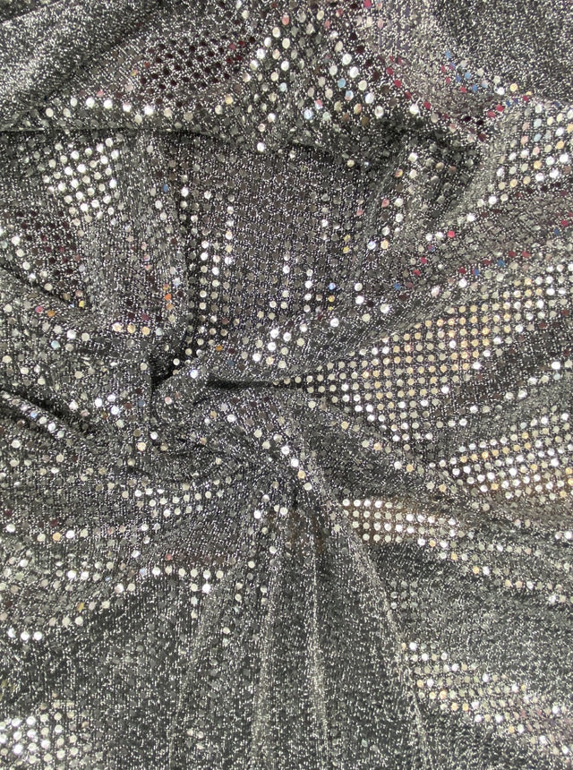Black/Silver Small Confetti Sequin Polyester Fabric - 3 Mm Confetti Dots, 42" Width (1 Yard)
