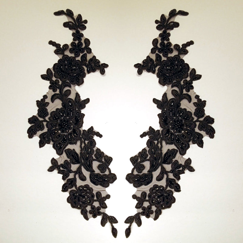 Beaded Corded Floral Lace Applique