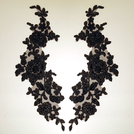 Beaded Corded Floral Lace Applique