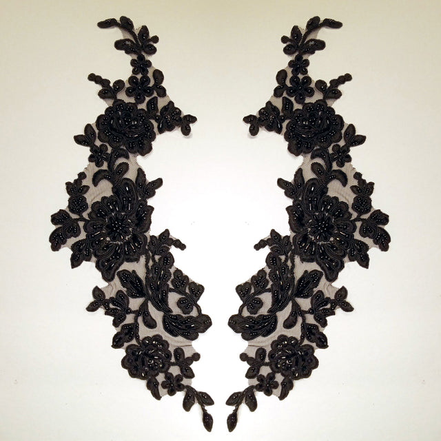 Beaded Corded Floral Lace Applique