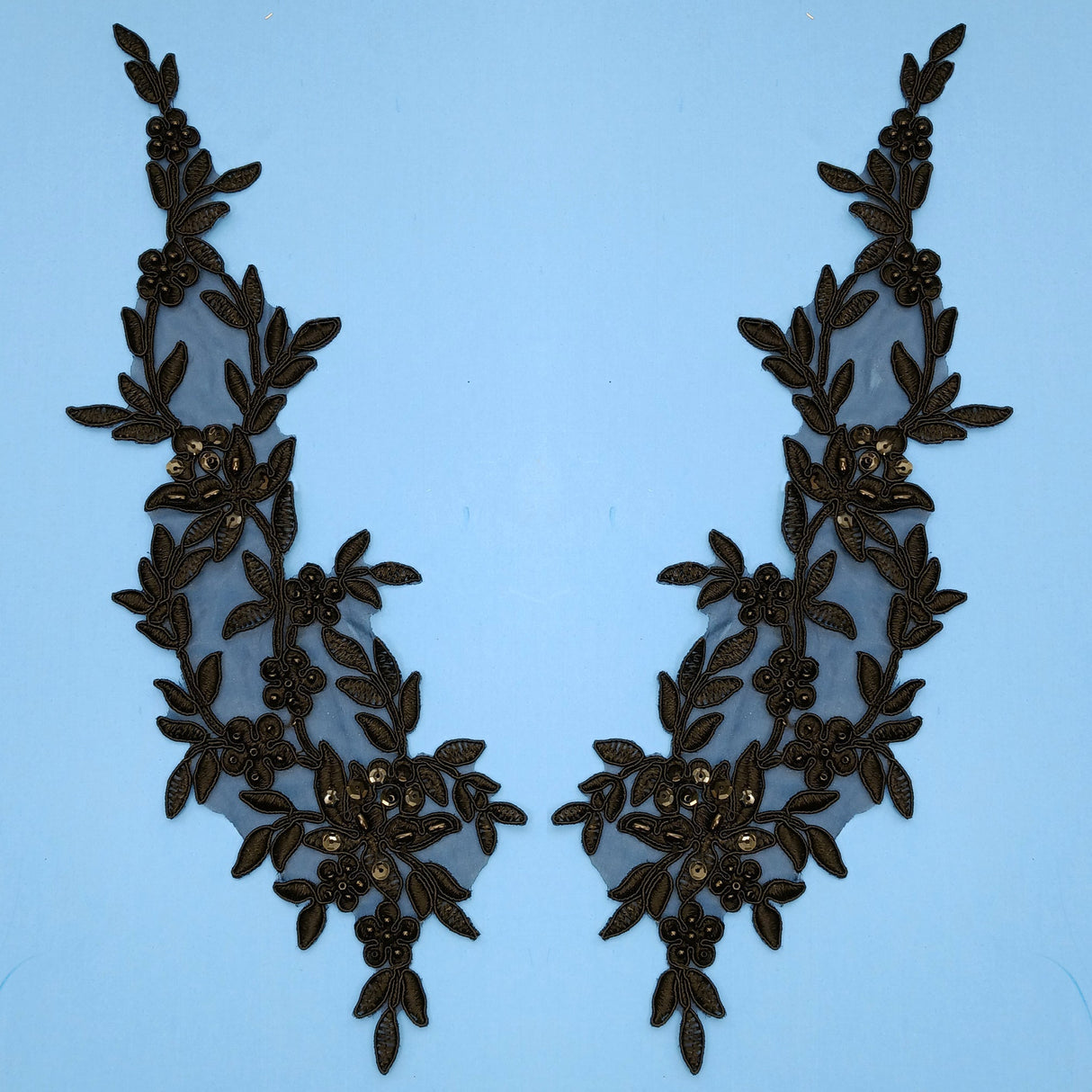 Beaded Corded Floral Lace Applique