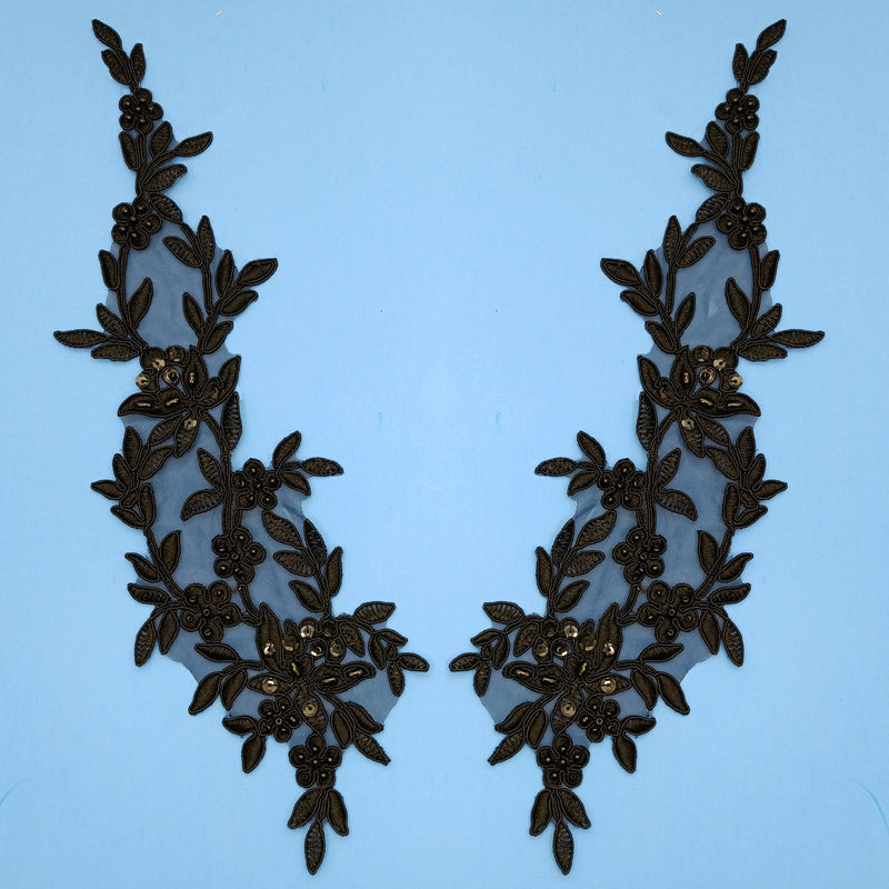 Beaded Corded Floral Lace Applique