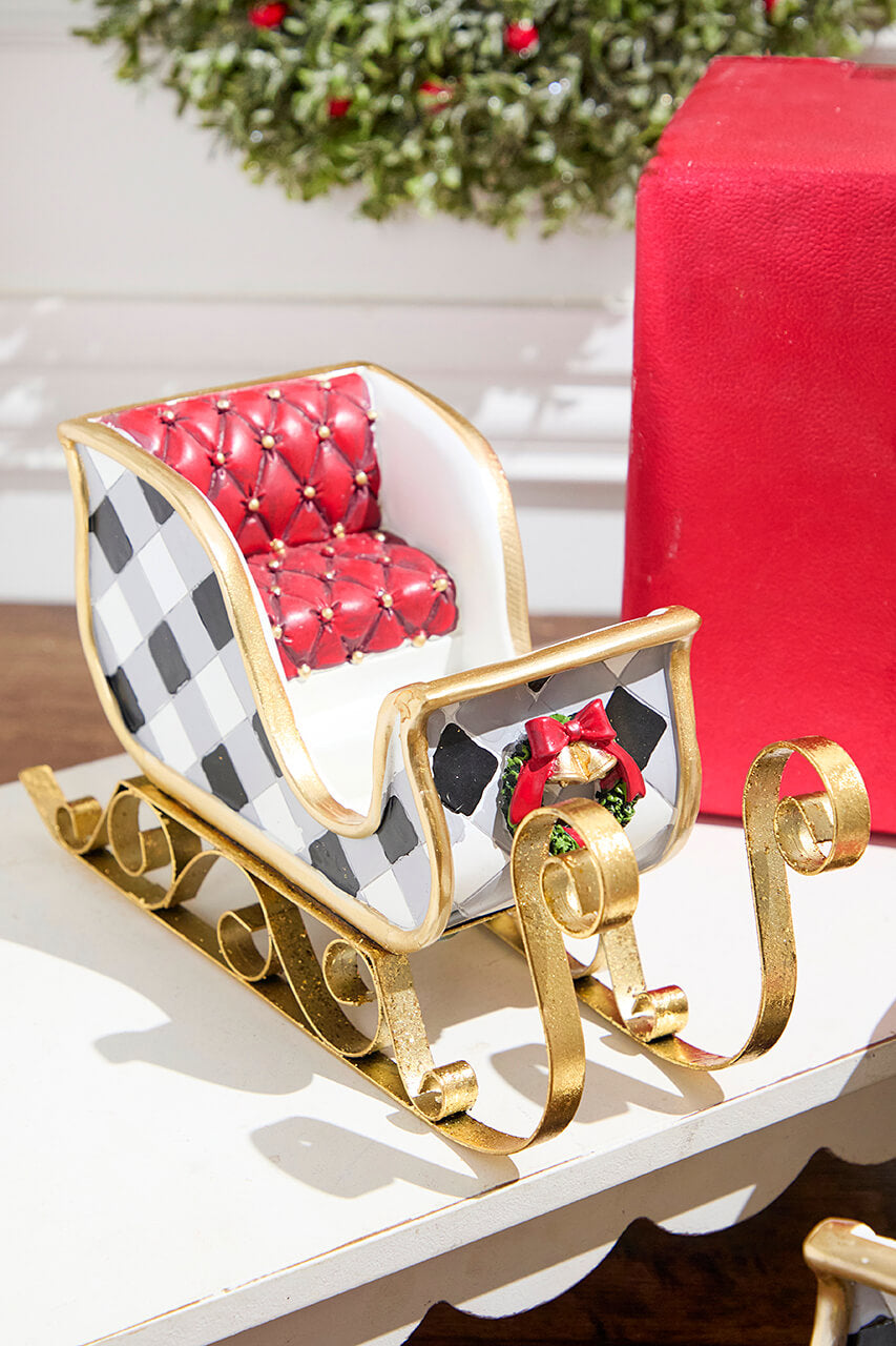 Resin & Metal Holiday Sleigh, White - Set Of 2