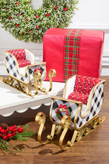 Resin & Metal Holiday Sleigh, White - Set Of 2
