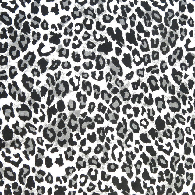 Nylon Spandex Swim Knit Black Grey Leopard Print