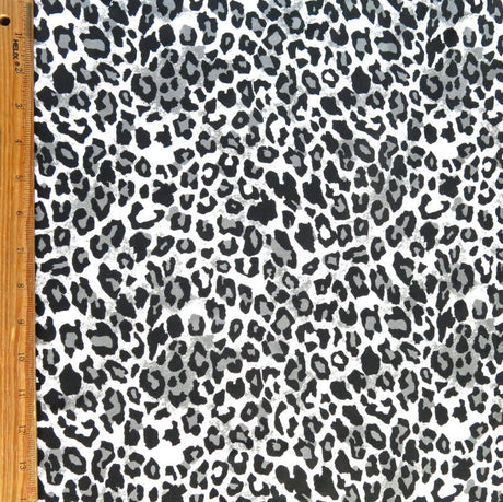 Nylon Spandex Swim Knit Black Grey Leopard Print