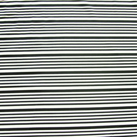 Nylon Lycra Swim Knit Black Narrow Stripes on White