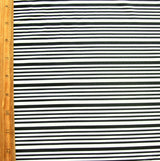 Nylon Lycra Swim Knit Black Narrow Stripes on White