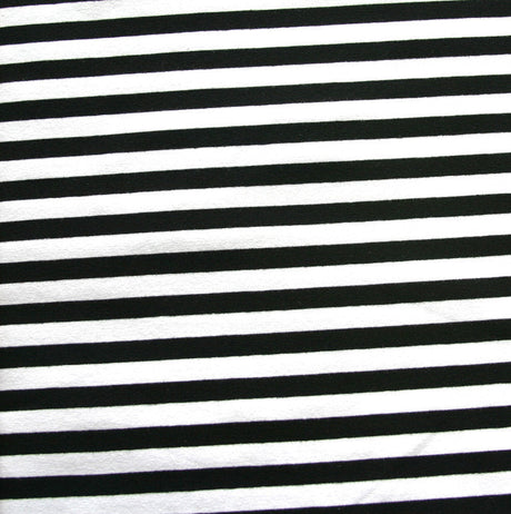 Cotton Lycra Black and White 3/8 Inch Stripe Knit Fabric