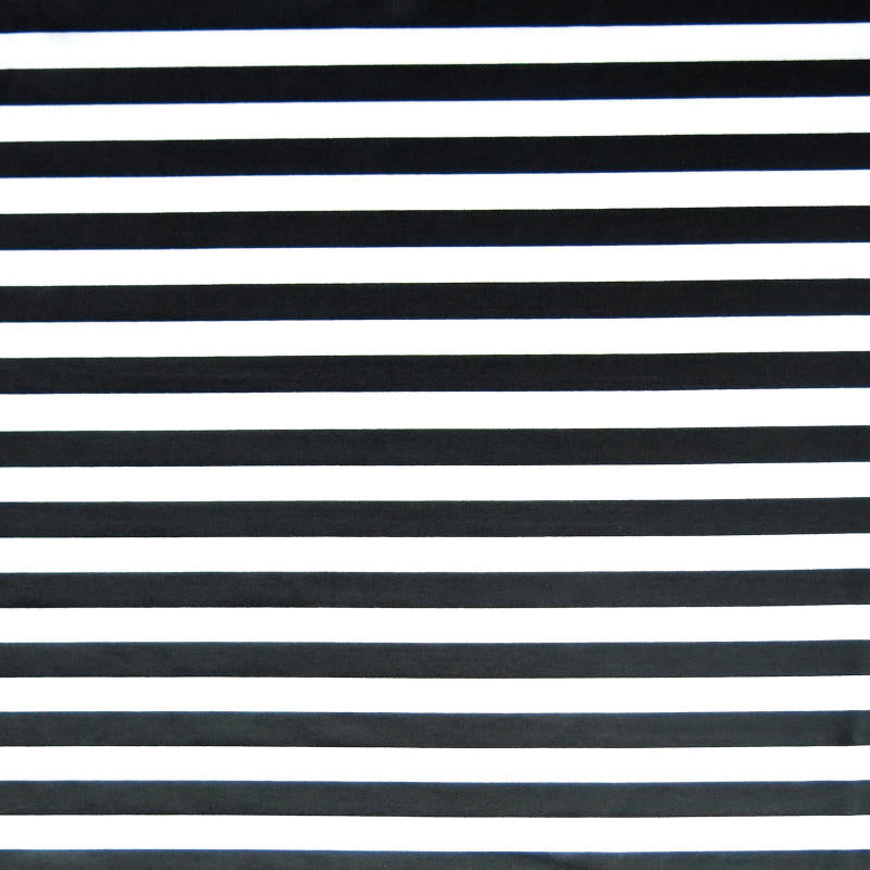 Black and White Nylon Spandex Swim Knit 1/2 Stripe