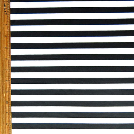 Black and White Nylon Spandex Swim Knit 1/2 Stripe