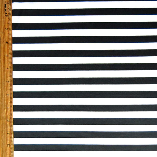 Black and White Nylon Spandex Swim Knit 1/2 Stripe
