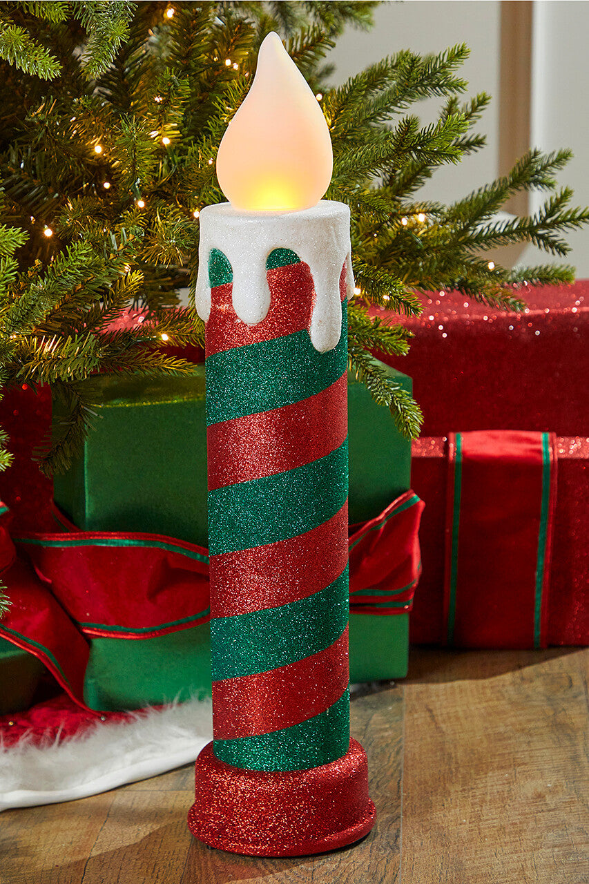 24 inch Mr. Christmas Retro Blow Mold Candle – Red and Green