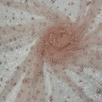 Pearl Tulle Polyester Fabric - Soft Mesh With Scattered Pearls, 58" Width