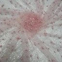 Pearl Tulle Polyester Fabric - Soft Mesh With Scattered Pearls, 58" Width