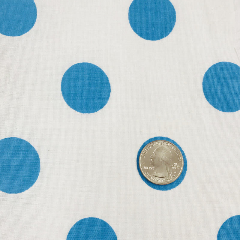 Turquoise Dots/White Poly Cotton Fabric - Turquoise Dots On White, 59/60" Width