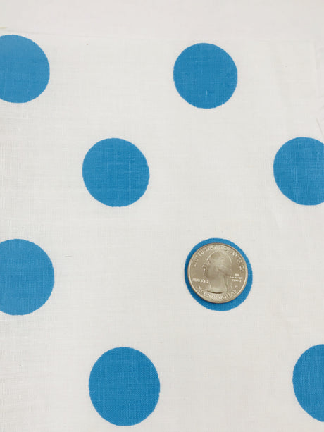 Turquoise Dots/White Poly Cotton Fabric - Turquoise Dots On White, 59/60" Width