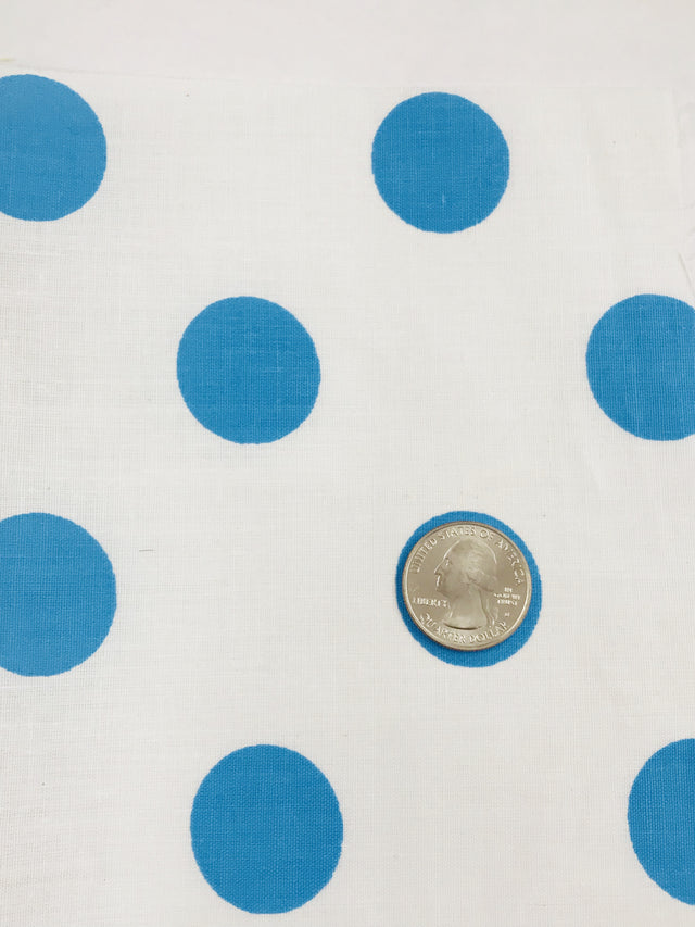 Turquoise Dots/White Poly Cotton Fabric - Turquoise Dots On White, 59/60" Width