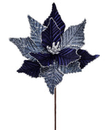 24 Inch x 13 Inch Winter’s Night Navy Poinsettia Stem