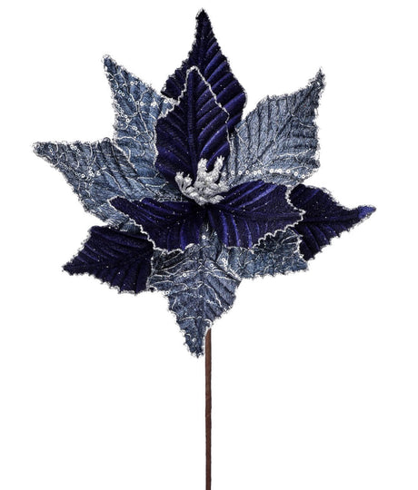 24” x 13" Winters Night Navy Poinsettia Stem
