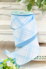 2.5" x 10 Yard Blue & White Plaid Ribbon