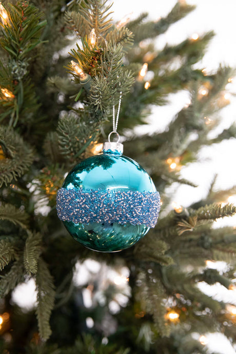 3” Drop/Ball Blue Glass Ornament
