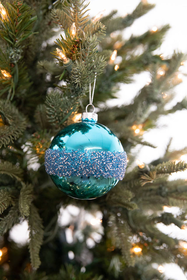 3” Drop/Ball Blue Glass Ornament