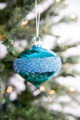 3” Drop/Ball Blue Glass Ornament