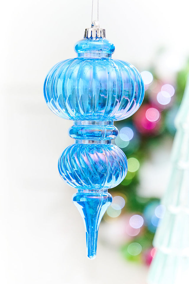 10" Blue Iridescent Chandelier Ornament