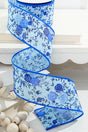 2.5” x 10 Yard Blue Spring Floral Ribbon