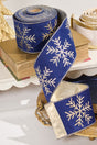 4" x 10 Yard Navy Velvet with Gold Snowflake Ribbon
