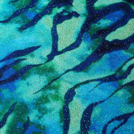 Beach Tiger Nylon Spandex Fabric - Blue Green, Pink, With Or Without Foil, Tiger Animal Print, 58/60" Width (1 Yard)