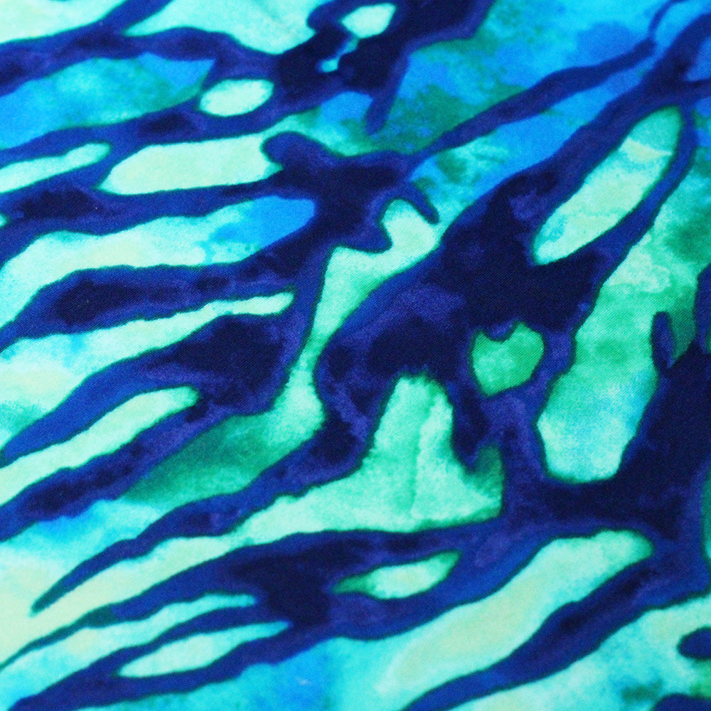 Beach Tiger Nylon Spandex Fabric - Blue Green, Pink, With Or Without Foil, Tiger Animal Print, 58/60" Width (1 Yard)