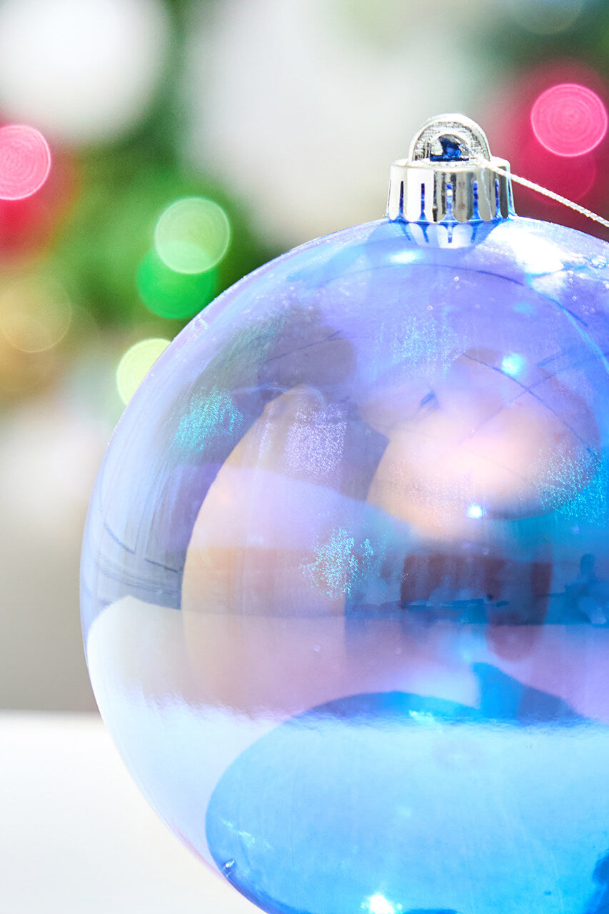 6" Blue Iridescent Ball Ornament