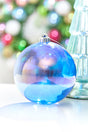 6" Blue Iridescent Ball Ornament