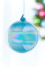 5" Iridescent Blue Glass Ball Ornament