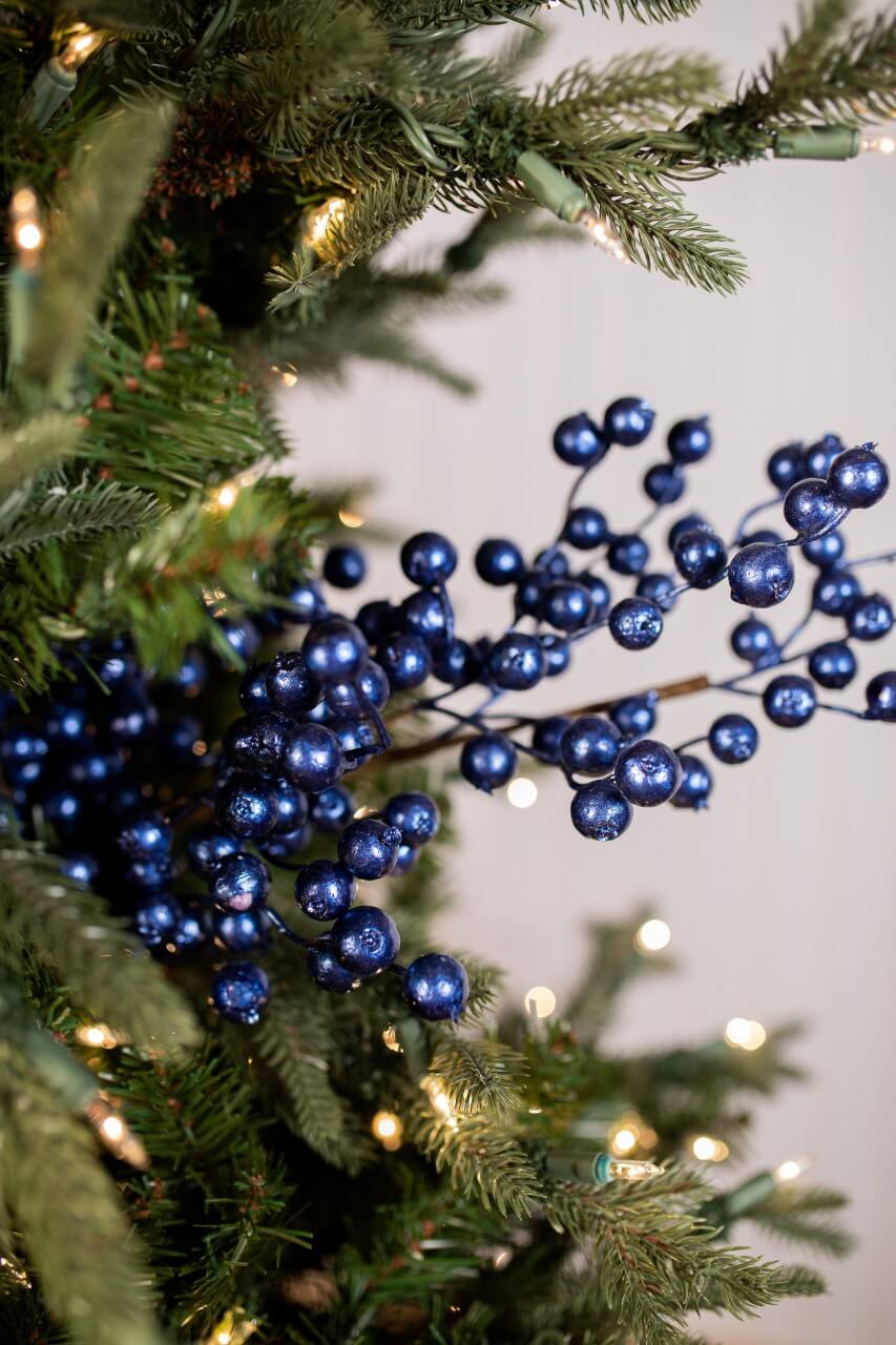 29” Metallic Navy Crabapple Christmas Sprays