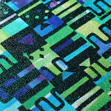 Afro Beat Nylon Spandex Fabric - Blue Mint/Multicolor African Print, 58/60" Width (1 Yard)
