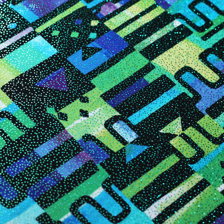 Afro Beat Nylon Spandex Fabric - Blue Mint/Multicolor African Print, 58/60" Width (1 Yard)