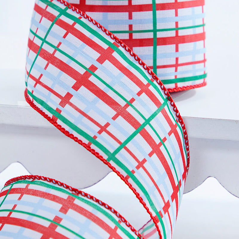 2.5" x 10 Yard Red/Blue/Green Plaid Wired Ribbon