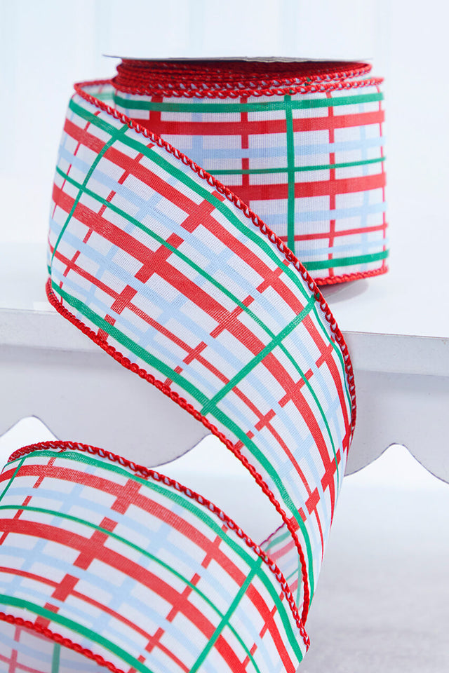 2.5" x 10 Yard Red/Blue/Green Plaid Wired Ribbon