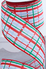 2.5" x 10 Yard Red/Blue/Green Plaid Wired Ribbon