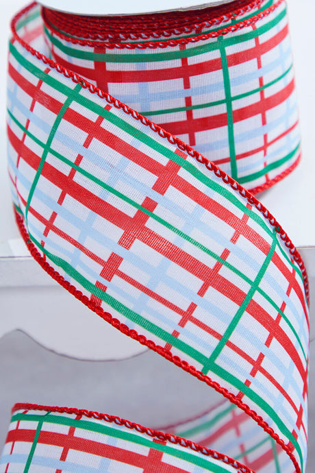 2.5" x 10 Yard Red/Blue/Green Plaid Wired Ribbon