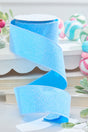 2.5" x 10 Yard Blue Iridescent Glitter Satin Ribbon