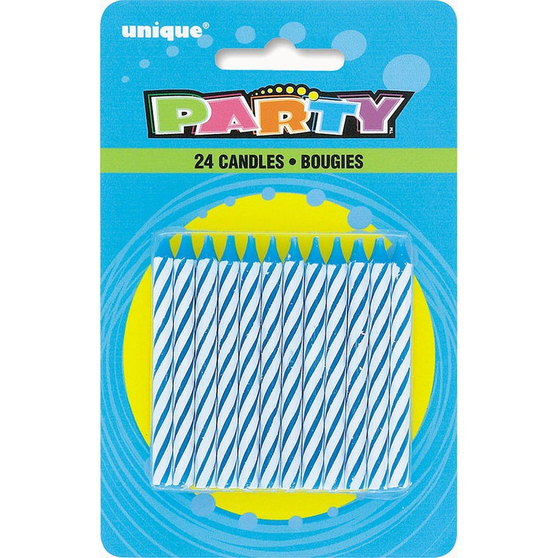 Birthday Candles Blue Spiral 24 Pack