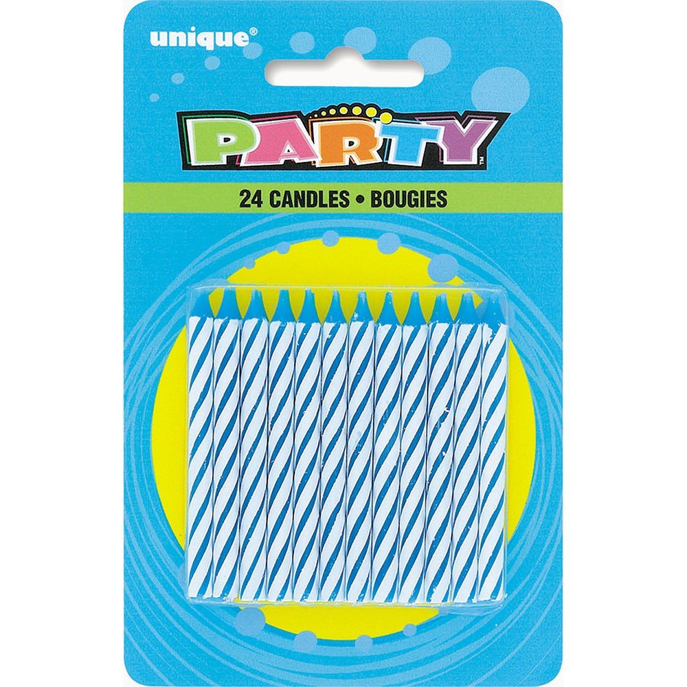 Birthday Candles Blue Spiral 24 Pack