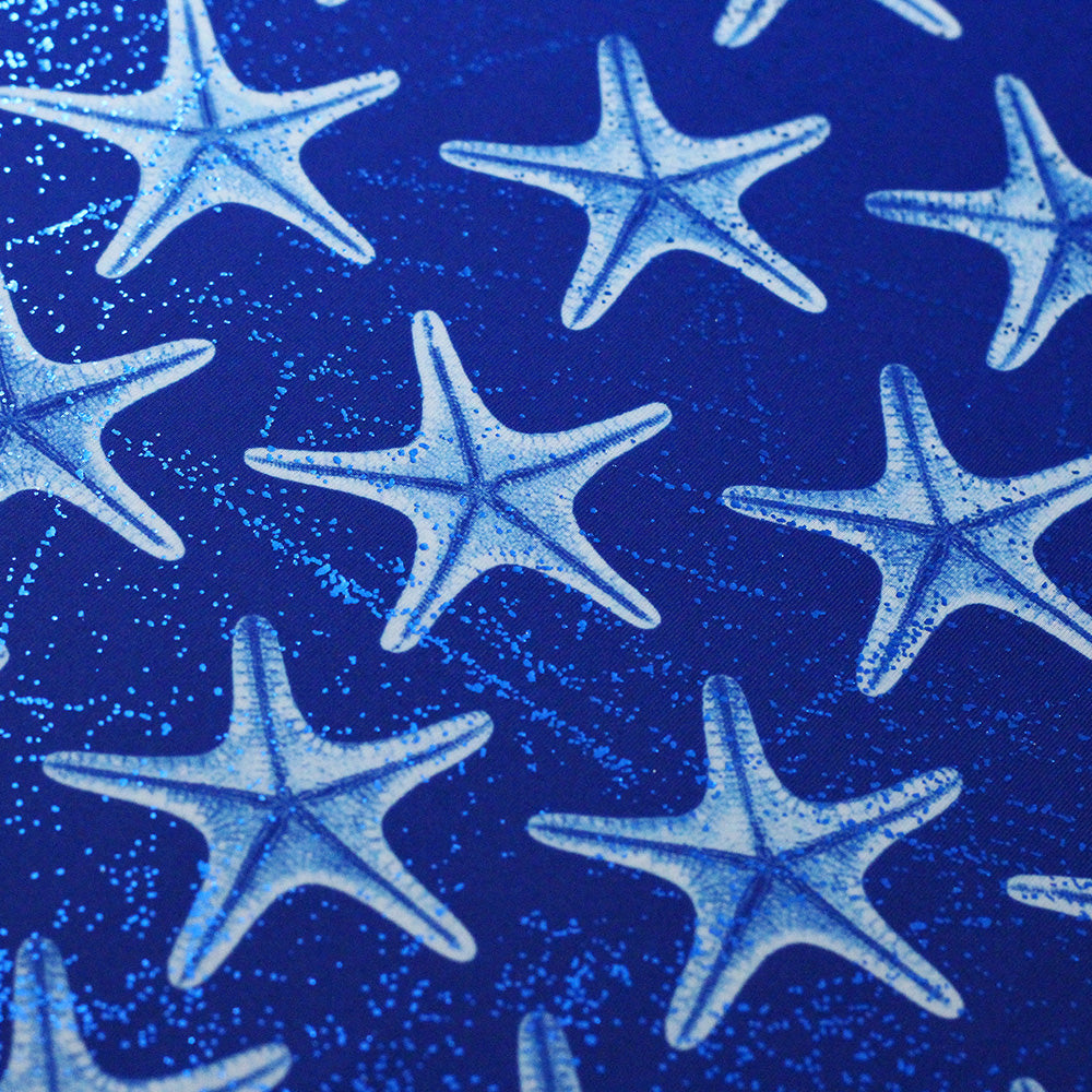 Sea Star Polyester Spandex Fabric - Multi-Color Sea Star Print, 58/60" Width (1 Yard)
