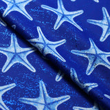 Sea Star Polyester Spandex Fabric - Multi-Color Sea Star Print, 58/60" Width (1 Yard)